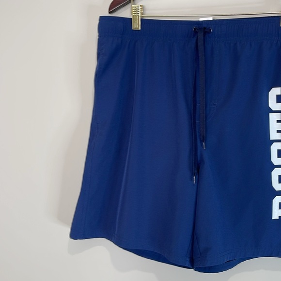 Roots Mens Graphic Logo Swim Shorts Navy Blue Mesh Lined Pockets Draw String L - Picture 3 of 13